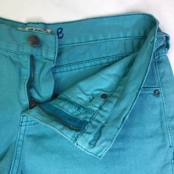 Free People Teal Cotton Jean Shorts EUC Sz 2 26 - Picture 7 of 11